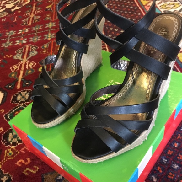 Charles David RUM Leather Espadrille Wedge Heels - Picture 3 of 8